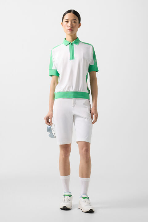 Arabell Functional Short-Sleeved Top In White/Green