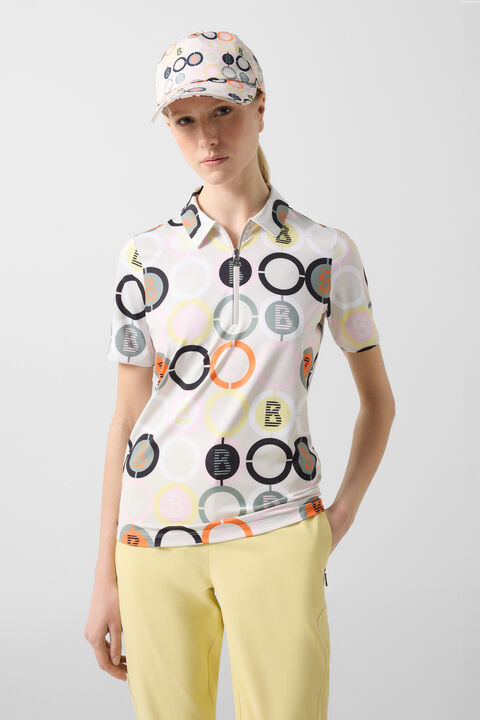 Taya Functional Short-Sleeved Top In Sand/Orange/Grey