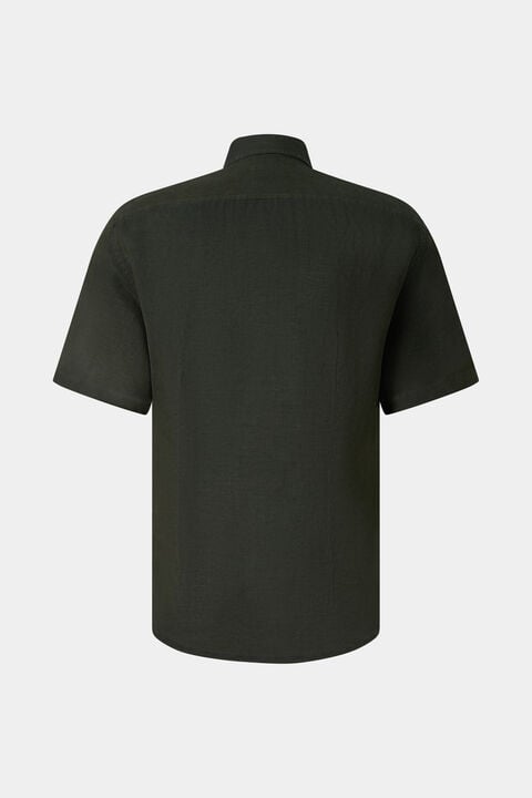 Linen Short-Sleeved Shirt Lykos In Olive Green