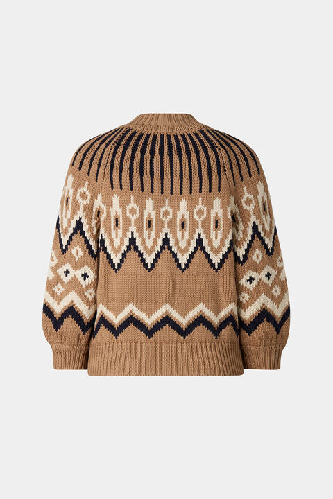 Norwegian Knit Jacket Aurora In Camel/Black