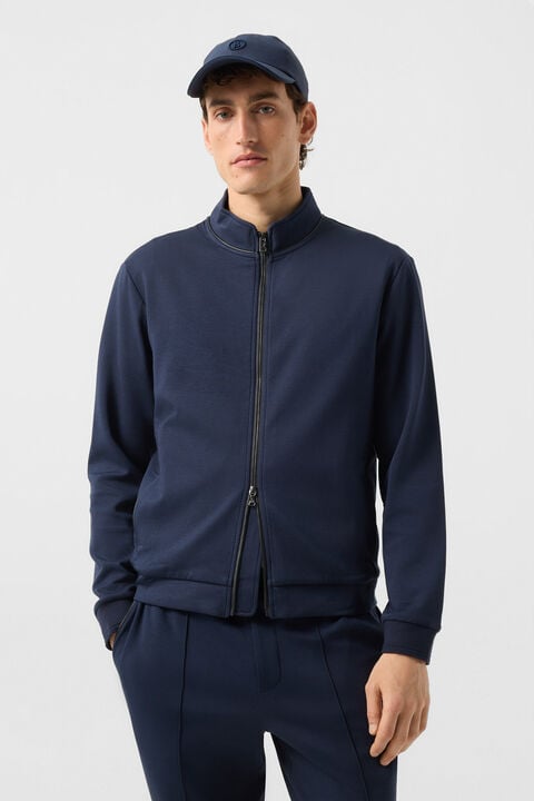 Spencer Jersey Jacket In Navy Blue