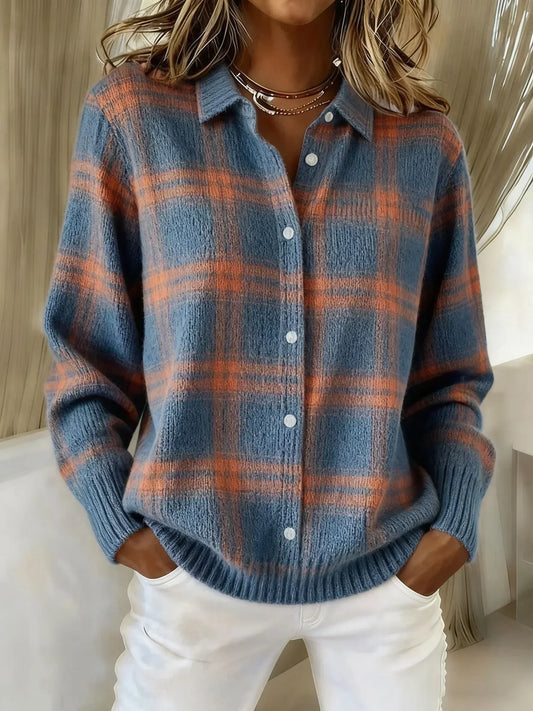 Women's Retro Casual Color-Block Knit Cardigan Sweater