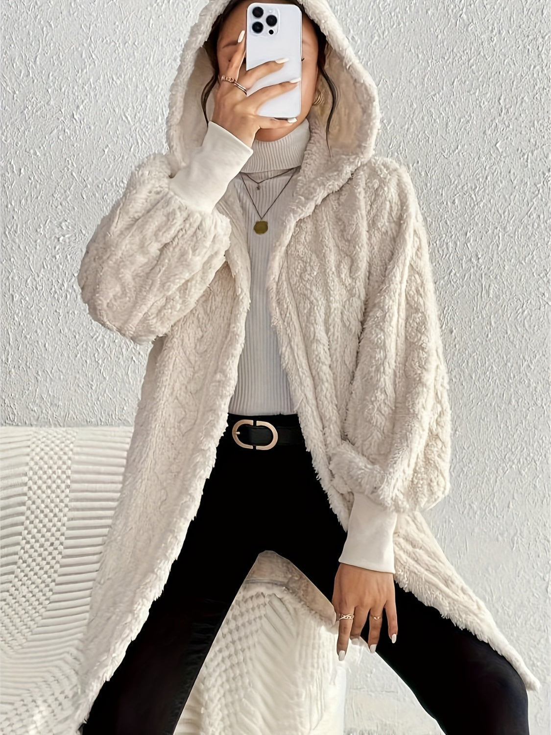 Women's Plush Fleece Soft Midi-Length Jacket with Pockets (Buy 2 Free Shipping)