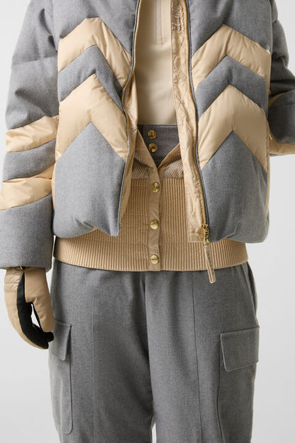 Valea Down Ski Jacket In Grey/Cream