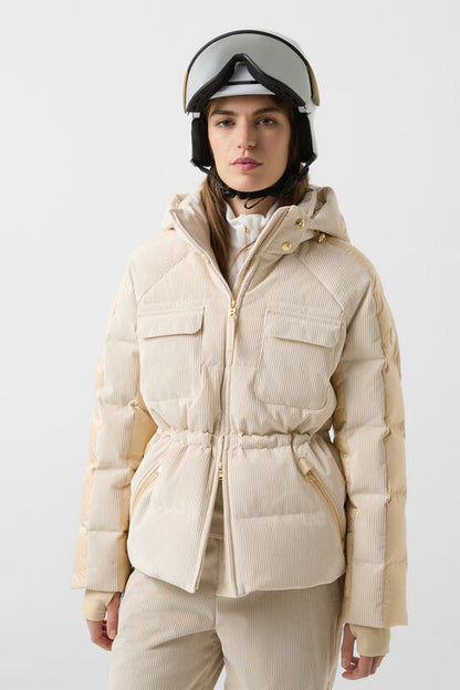 Marli Corduroy Ski Jacket In Beige