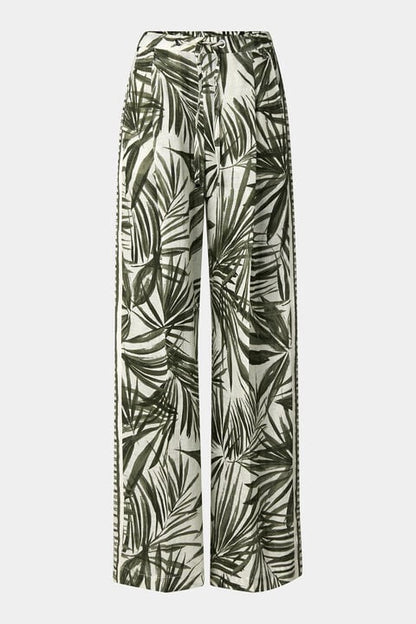 Linen Trousers Gina In Olive Green/Cream