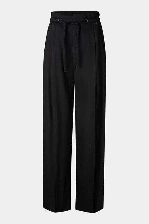 Candy Linen Blend Trousers In Black