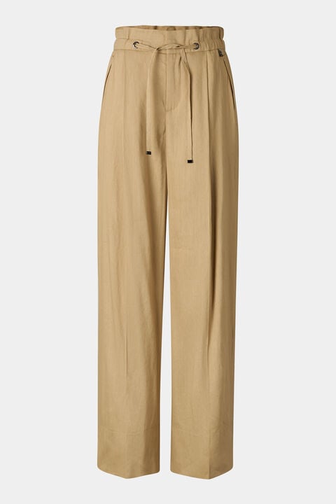 Candy Linen Blend Trousers In Camel
