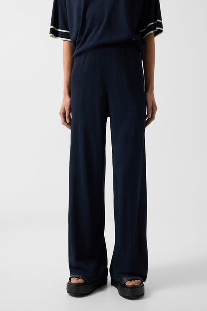 Paula Knitted Trousers In Navy Blue
