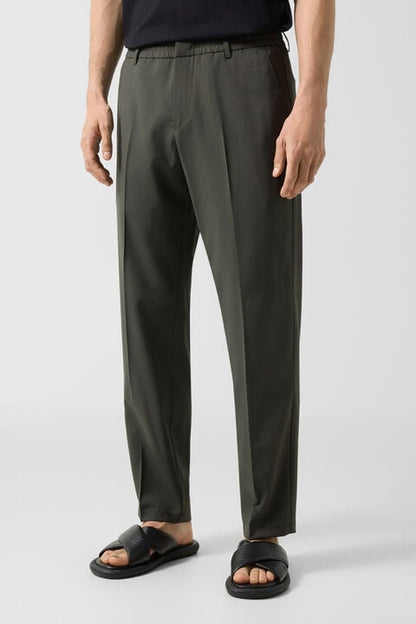 Marcus Virgin Wool Trousers In Olive Green