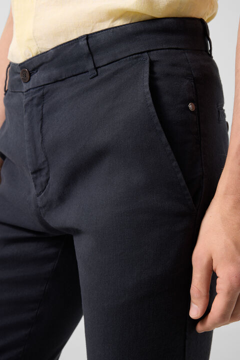 Linen Mix Chinos Riley Casual In Black