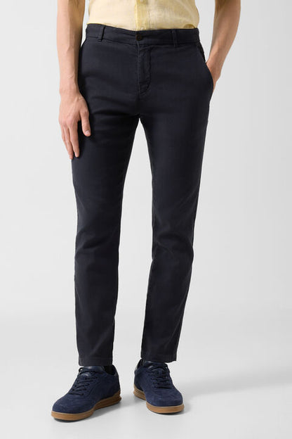 Linen Mix Chinos Riley Casual In Black