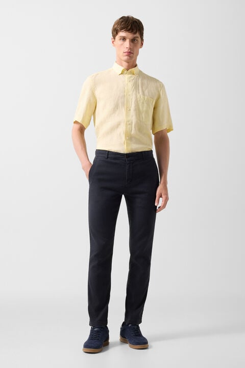Linen Mix Chinos Riley Casual In Black