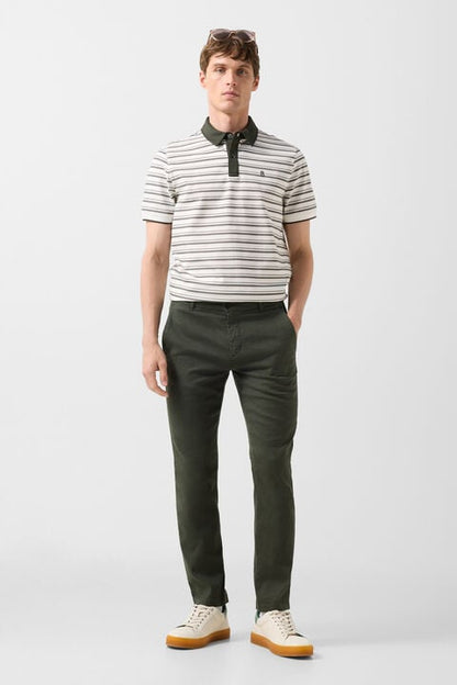 Linen Mix Chinos Riley Casual In Olive Green
