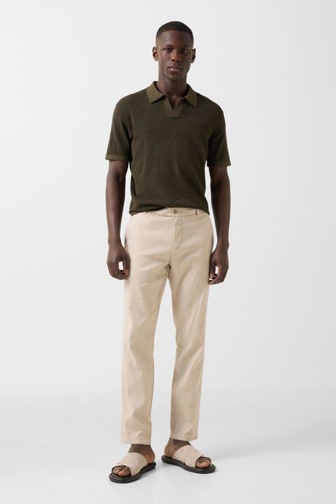Linen Mix Chinos Riley Casual In Beige