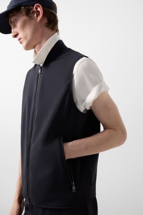 Virgin Wool Waistcoat Jeff In Navy Blue