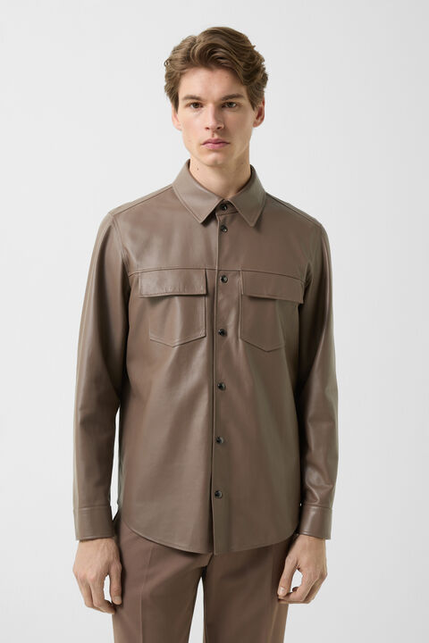 Leather Overshirt Olli In Mud