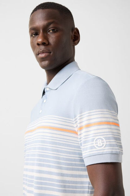 Jannes Polo Shirt In Misty Blue/White/Orange