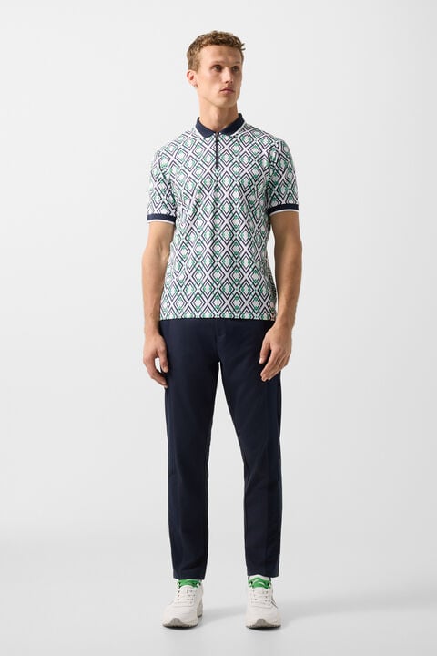 Valentin Functional Short-Sleeved Top In Navy Blue/Green/White