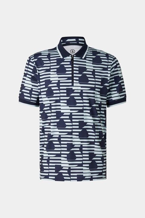 Valentin Functional Short-Sleeved Top In Navy Blue/Light Blue