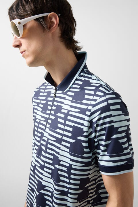Valentin Functional Short-Sleeved Top In Navy Blue/Light Blue