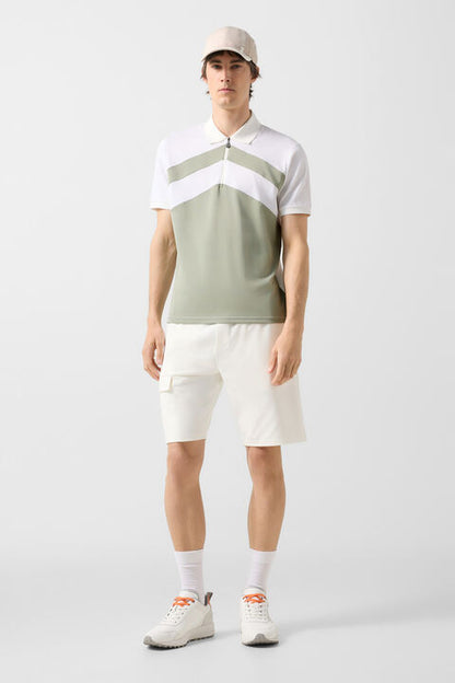 Cuno Functional Short-Sleeved Top In Eucalyptus/White