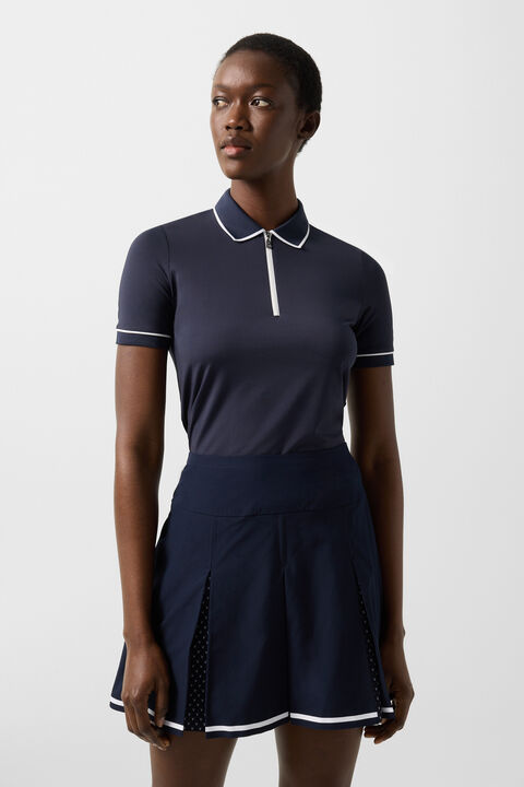 Caren Functional Short-Sleeved Top In Navy Blue