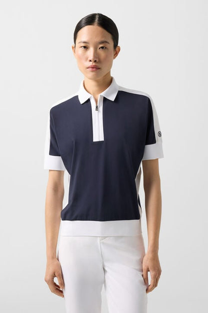 Arabell Functional Short-Sleeved Top In Navy Blue/White