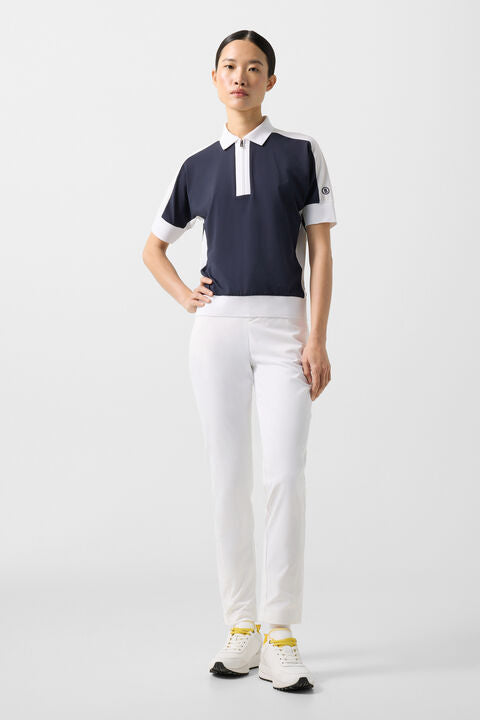 Arabell Functional Short-Sleeved Top In Navy Blue/White