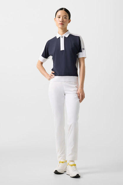 Arabell Functional Short-Sleeved Top In Navy Blue/White