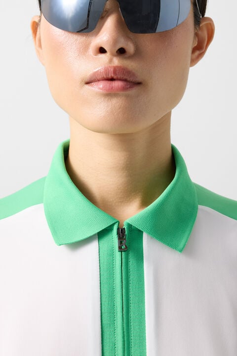 Arabell Functional Short-Sleeved Top In White/Green