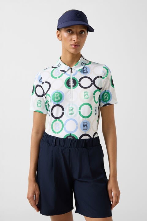 Taya Functional Short-Sleeved Top In Green/Blue/Off-White