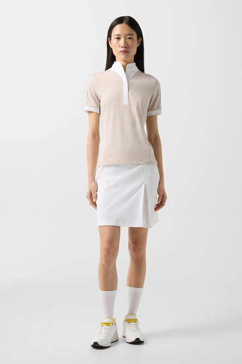 Katrina Functional Short-Sleeved Top In Sand/White