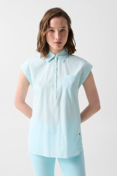 Hunter Cotton Blouse In Cyan-Blue
