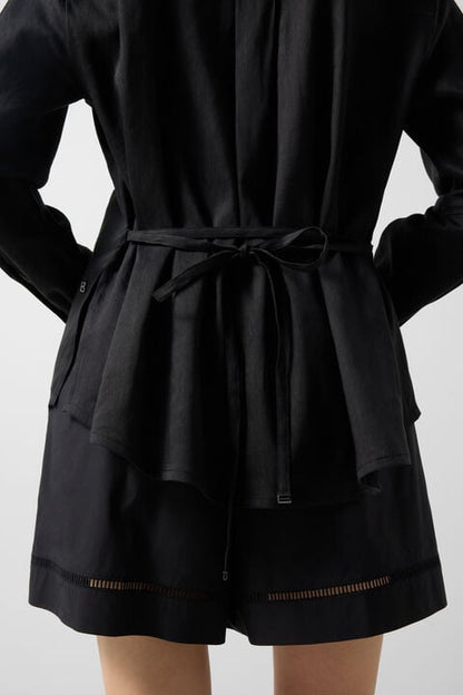 Catrina Linen Blend Blouse In Black