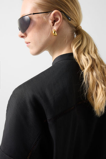 Linen Mix Blouse Cheryl In Black