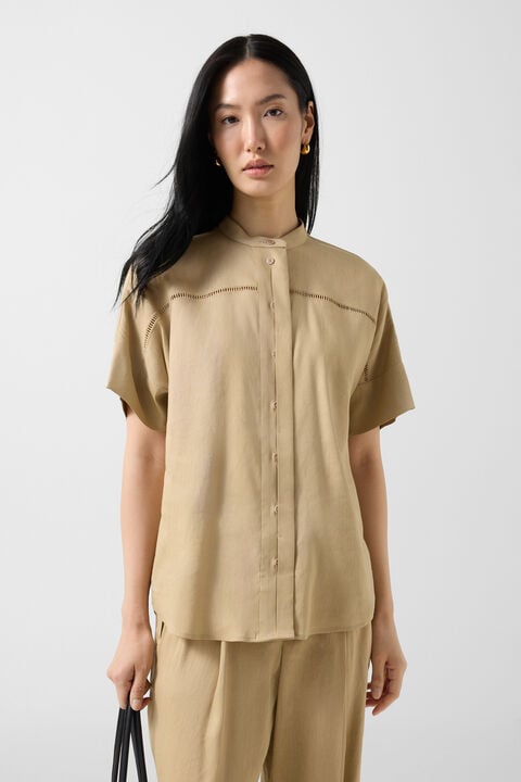 Linen Mix Blouse Cheryl In Camel