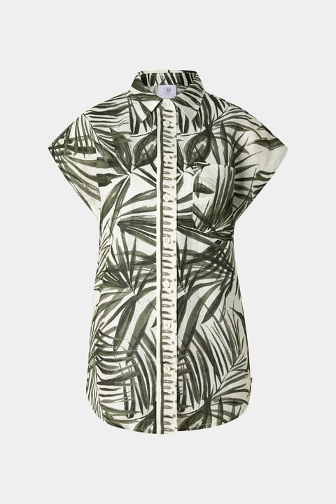Charlet Linen Blouse In Olive Green/Cream