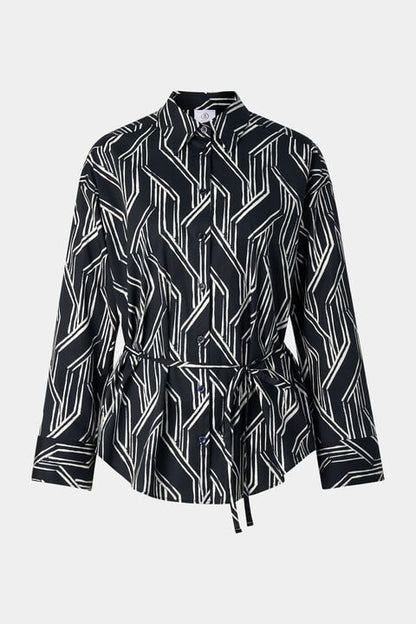 Shirt Blouse Ruth In Navy Blue/Off-White
