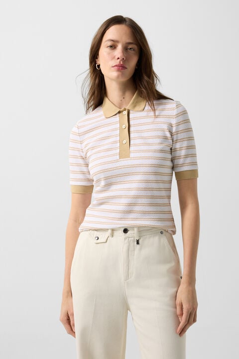 Wendy Polo Shirt In Camel/Off-White