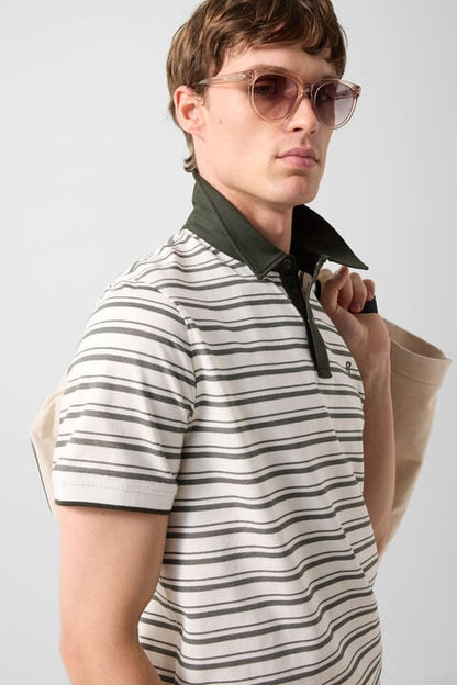 Timo Polo Shirt In Dark Green/Off-White