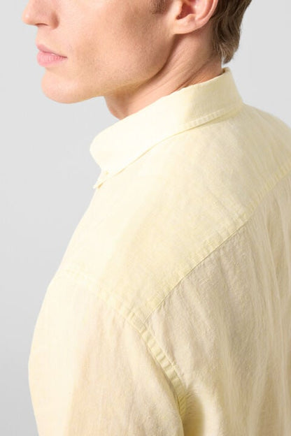Linen Short-Sleeved Shirt Lykos In Yellow