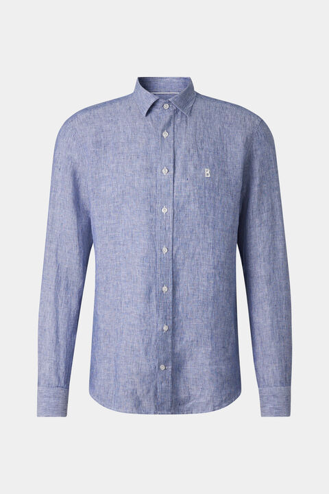 Timi Linen Shirt In Navy Blue/White
