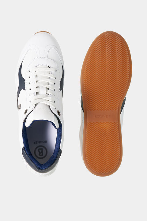 Monza Trainers In White/Navy Blue
