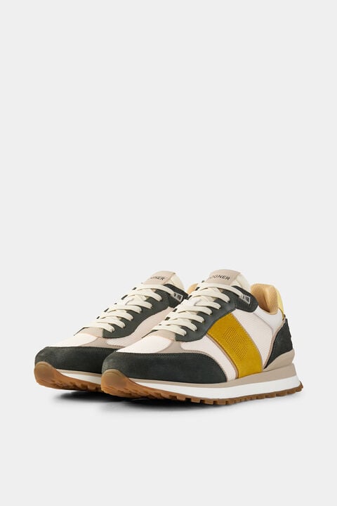 Sneaker Newport In Dark Green/Yellow/White