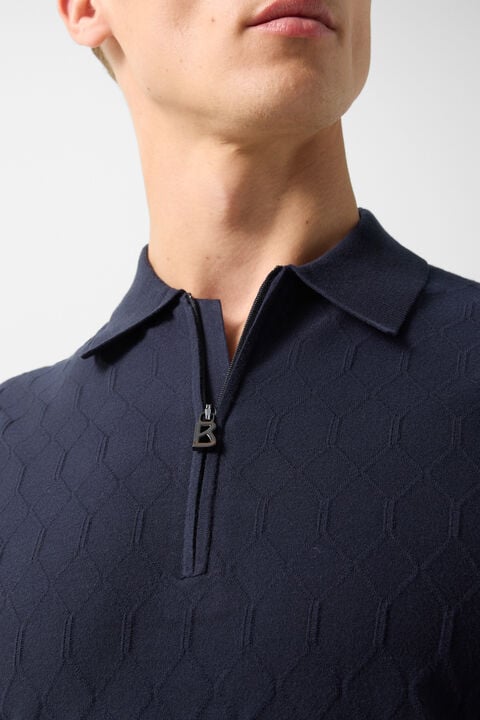 Maxim Knitted Polo Shirt In Navy Blue