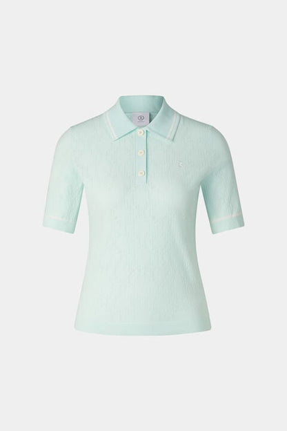 Mandy Knitted Polo Shirt In Light Blue