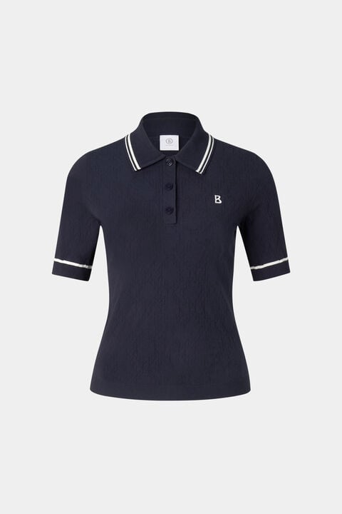 Mandy Knitted Polo Shirt In Navy Blue