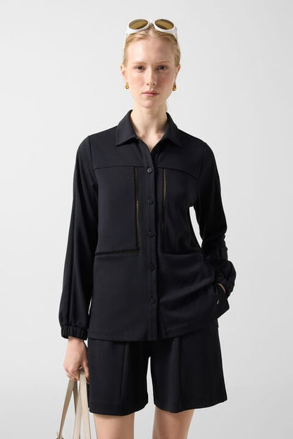 Raquel Jersey Overshirt In Black