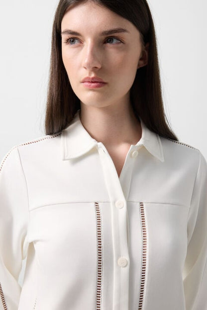 Raquel Jersey Overshirt In Off-White